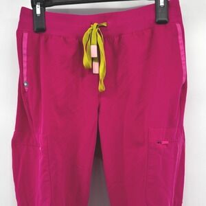 FIGS Zamora Jogger Scrub Pants Womens S/T Pink Lime Green Drawstring W23SW2003T